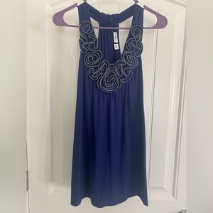 Cato Navy Backless Knit top with Embellished Neckline